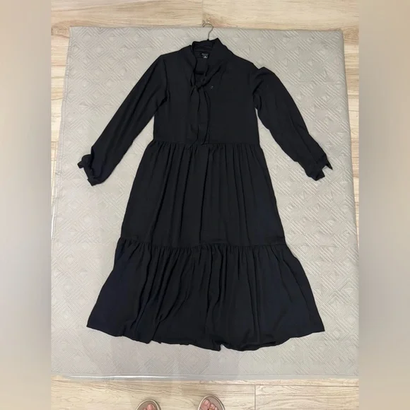 Monki Black Long Sleeve Dress, light weigh , - Picture 3 of 10